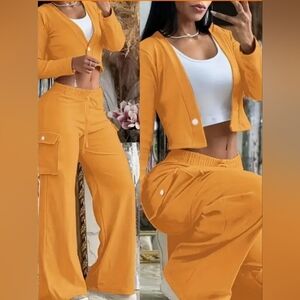 Women's Orange Two-Piece pants Set